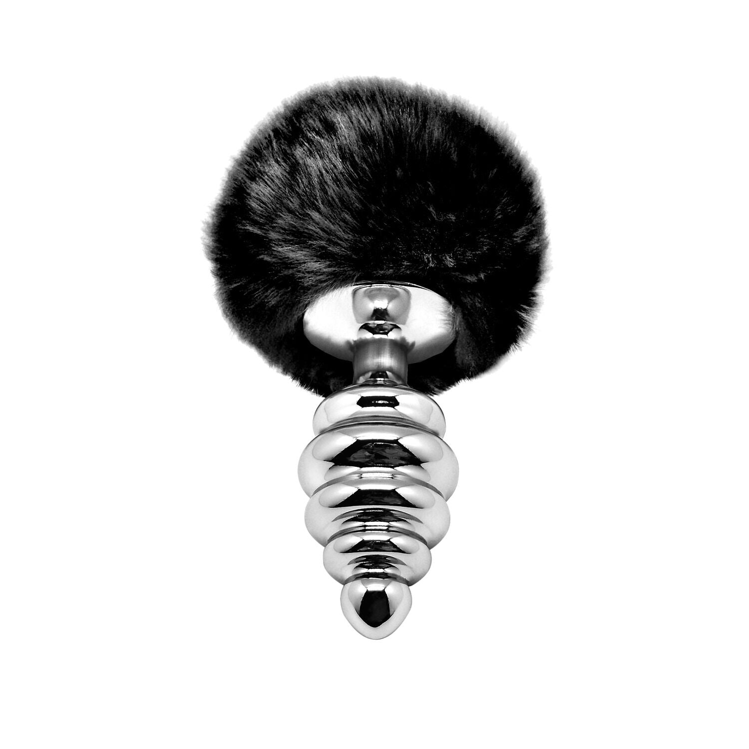 Металева анальна пробка Кролячий хвостик Alive Fluffy Twist Plug