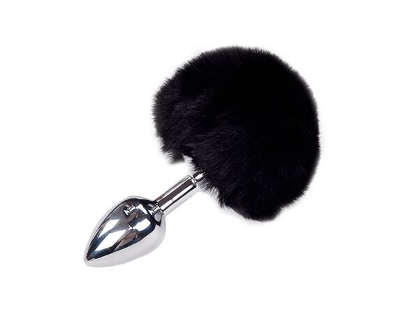 Металева анальна пробка Кролячий хвостик Alive Fluffy Plug