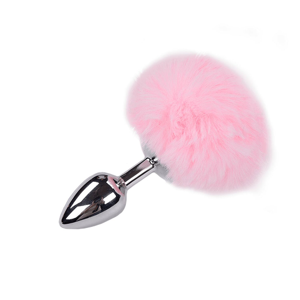 Металева анальна пробка Кролячий хвостик Alive Fluffy Plug