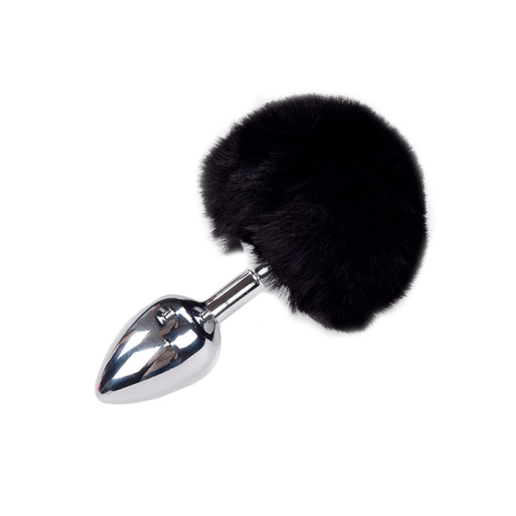 Металева анальна пробка Кролячий хвостик Alive Fluffy Plug