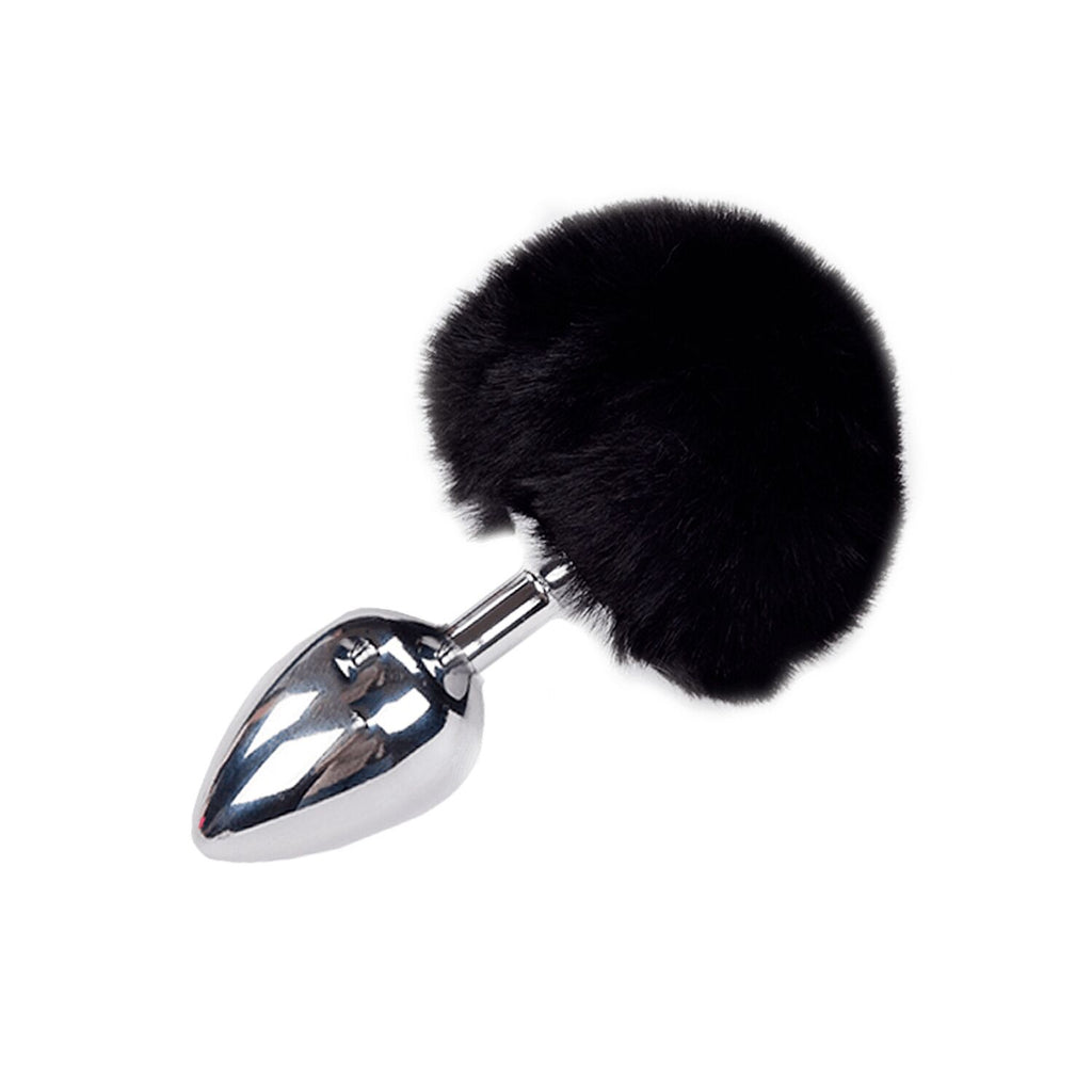 Металева анальна пробка Кролячий хвостик Alive Fluffy Plug