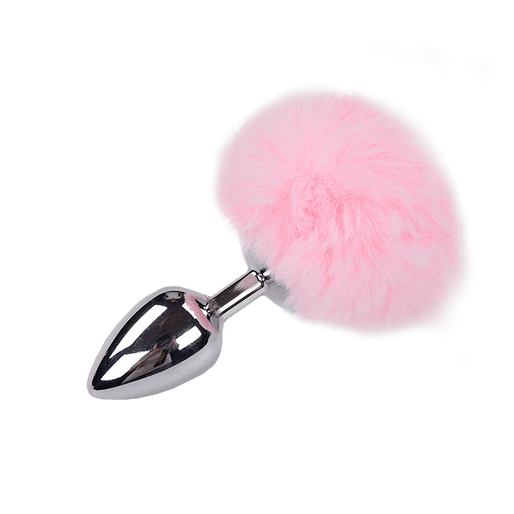 Металева анальна пробка Кролячий хвостик Alive Fluffy Plug