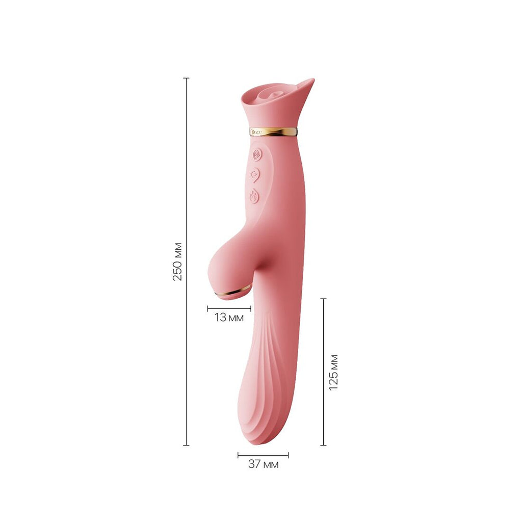 Вібратор з підігрівом та вакуумною стимуляцією клітора Zalo ROSE Vibrator Strawberry
