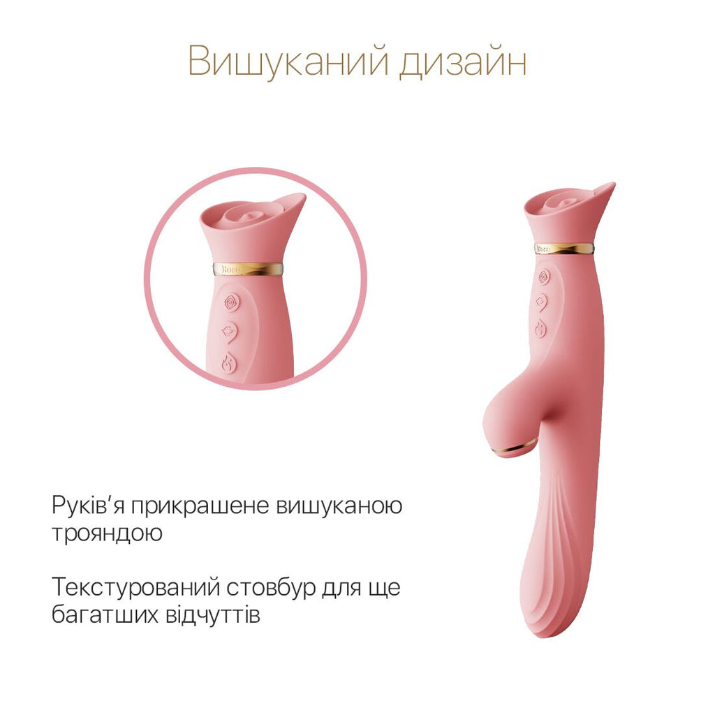 Вібратор з підігрівом та вакуумною стимуляцією клітора Zalo ROSE Vibrator Strawberry