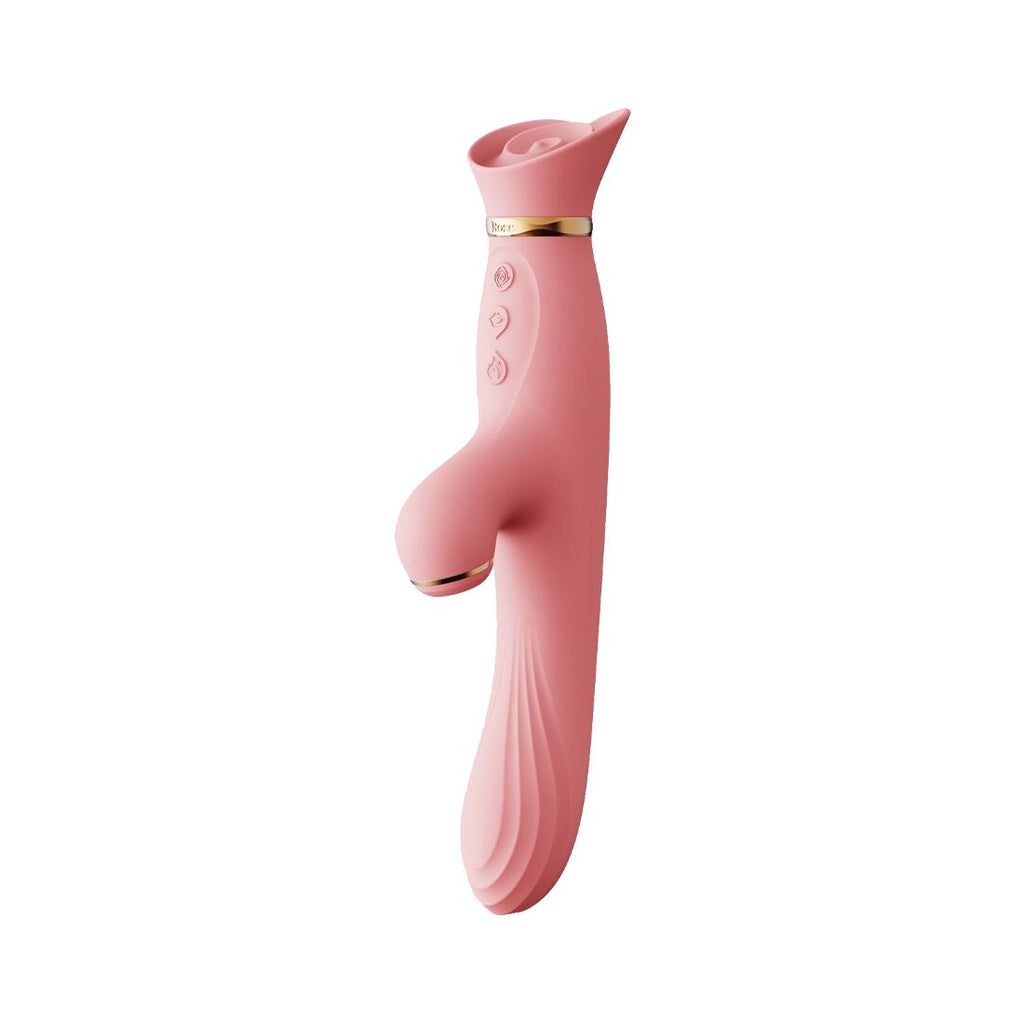 Вібратор з підігрівом та вакуумною стимуляцією клітора Zalo ROSE Vibrator Strawberry