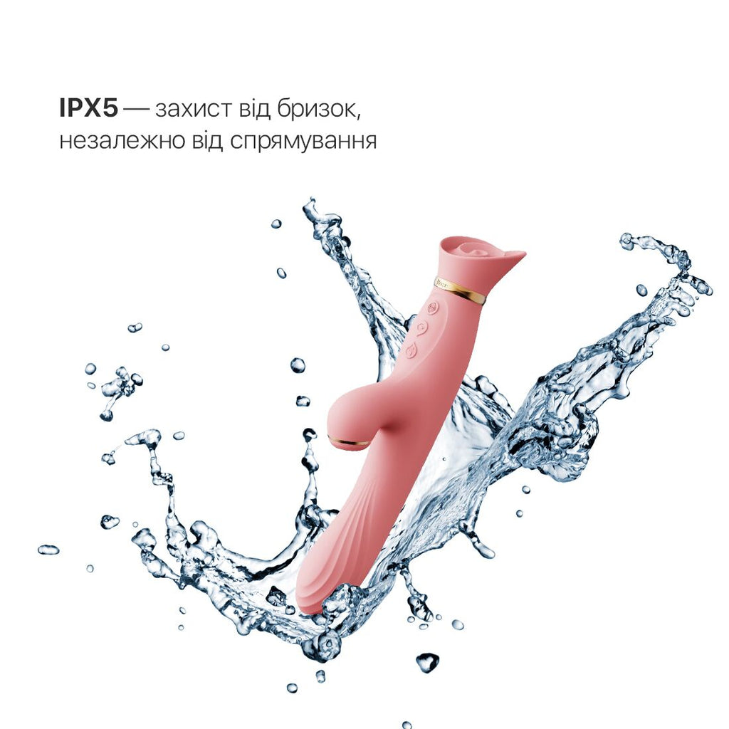 Вібратор з підігрівом та вакуумною стимуляцією клітора Zalo ROSE Vibrator Strawberry