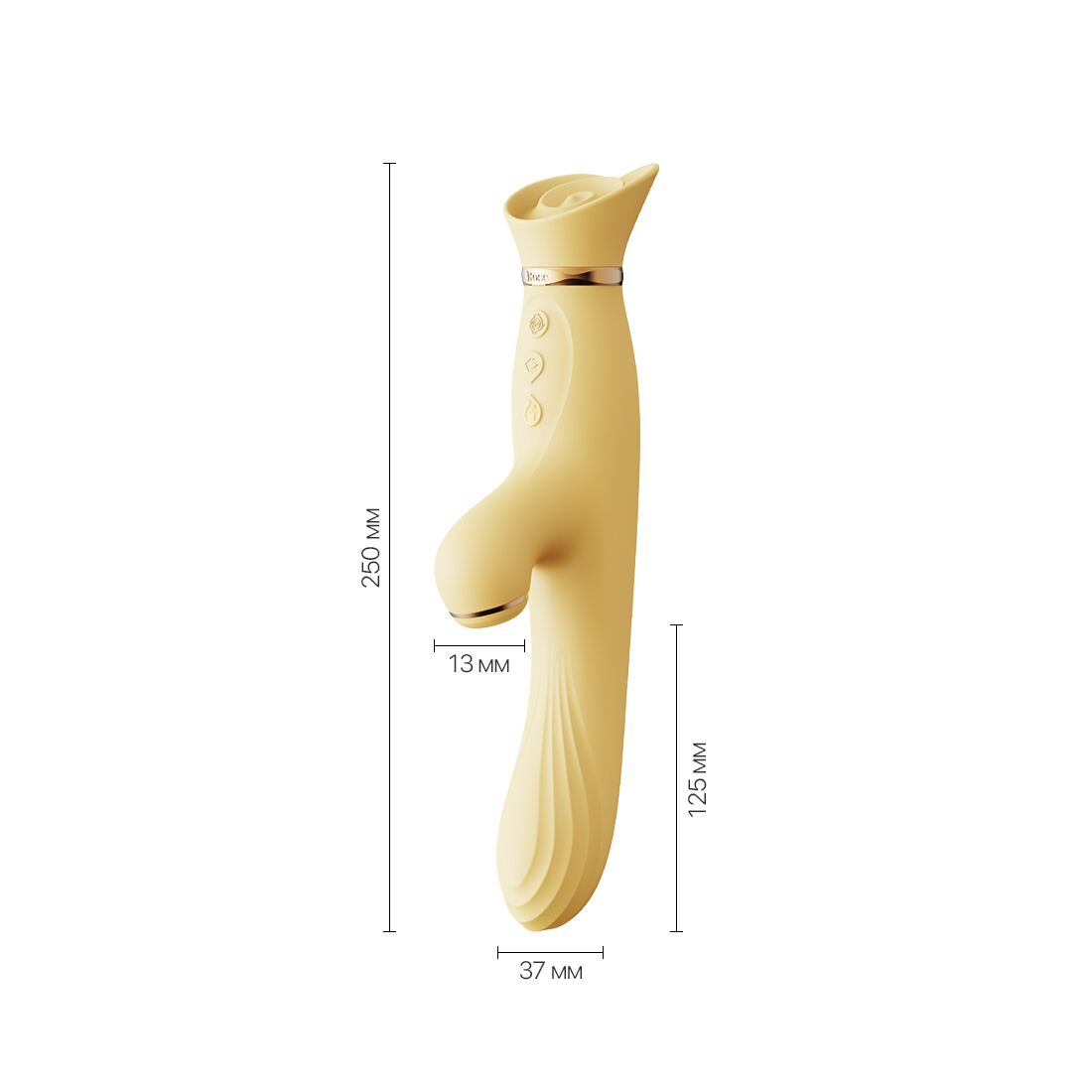Вібратор з підігрівом та вакуумною стимуляцією клітора Zalo ROSE Vibrator Lemon