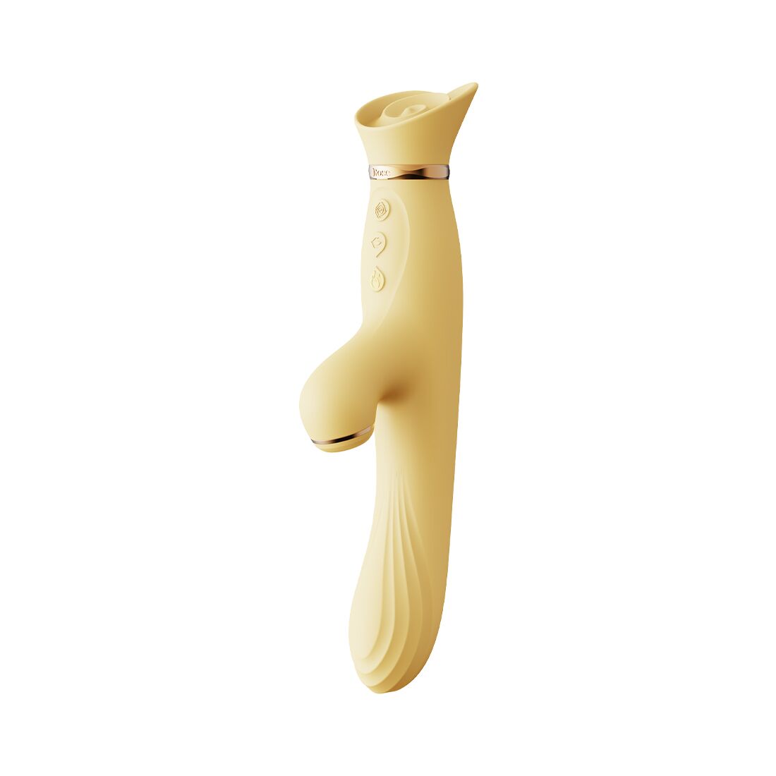 Вібратор з підігрівом та вакуумною стимуляцією клітора Zalo ROSE Vibrator Lemon
