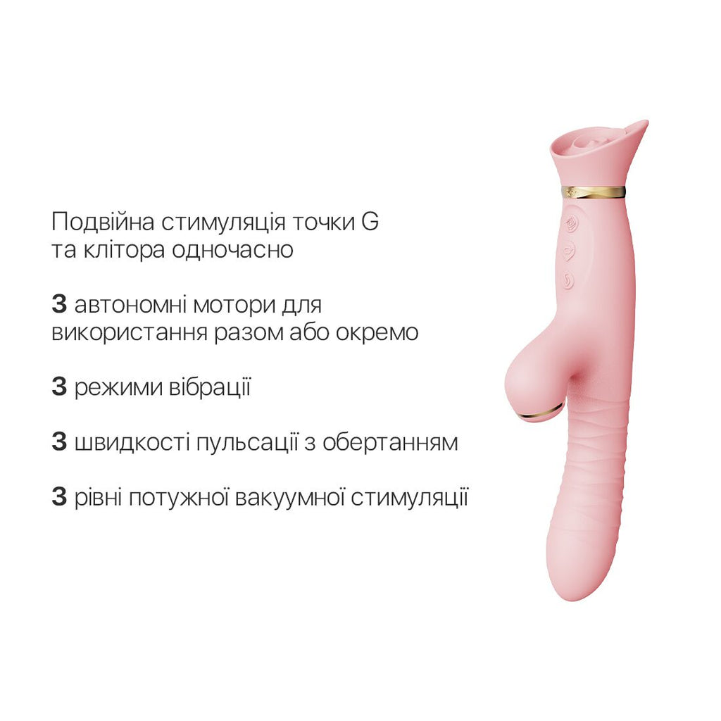 Пульсатор-вібратор із вакуумною стимуляцією клітора Zalo ROSE Thruster Strawberry
