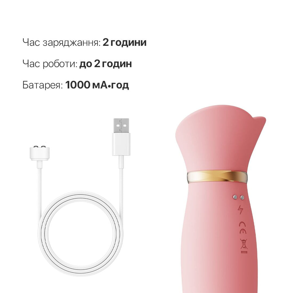 Пульсатор-вібратор із вакуумною стимуляцією клітора Zalo ROSE Thruster Strawberry