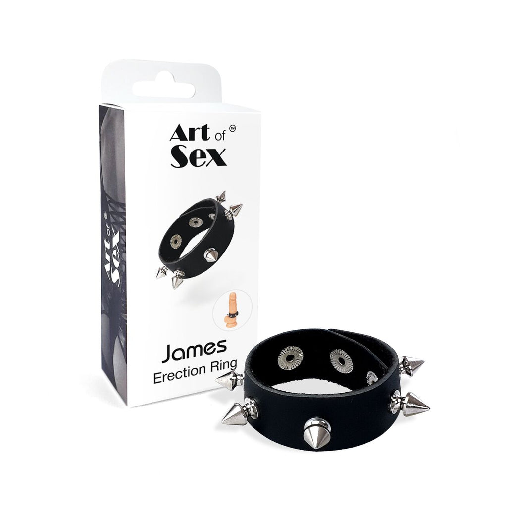 Ерекційне кільце з шипами з натуральної шкіри Art of Sex James