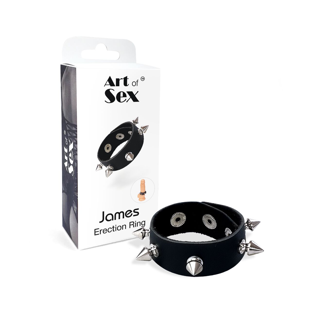 Ерекційне кільце з шипами з натуральної шкіри Art of Sex James