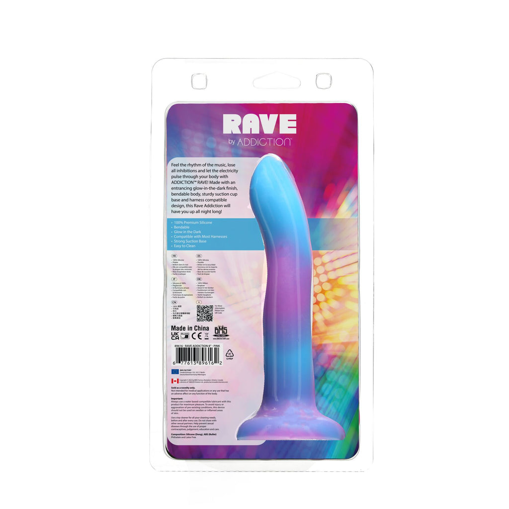 Фалоімітатор, що світиться в темряві ADDICTION Rave 8″ Glow in the Dark Dildo