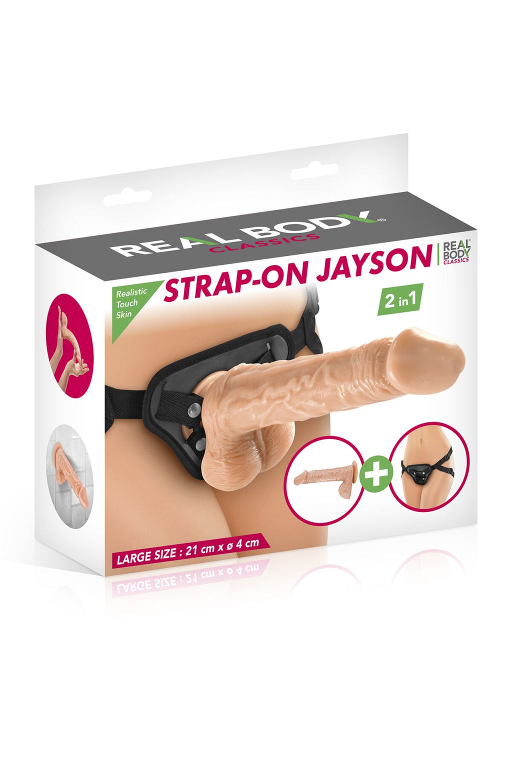 Жіночий страпон-трусики 2в1 Real Body Jayson: довжина