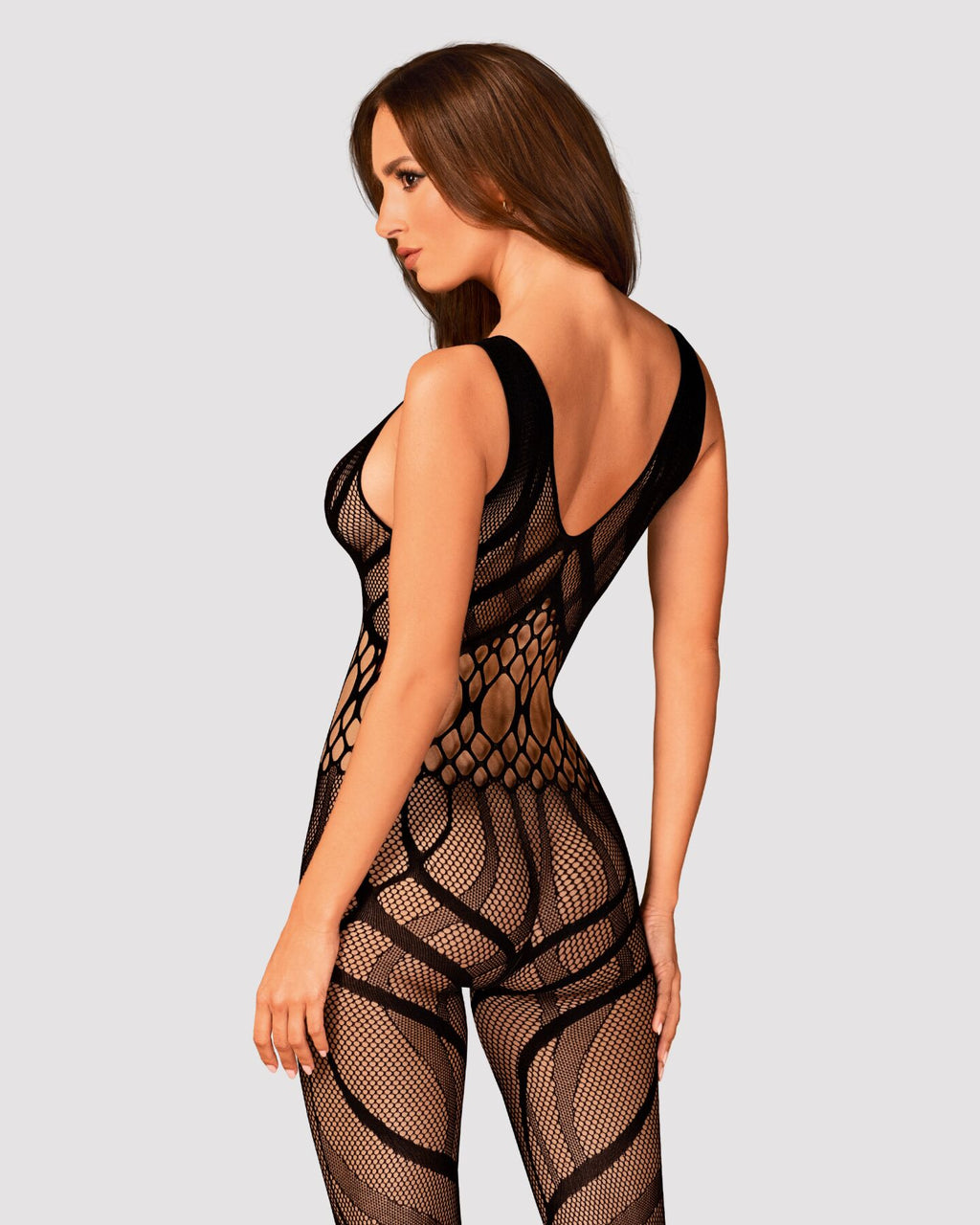 Сітчастий бодістокінг з вирізами та малюнком Obsessive Bodystocking G328