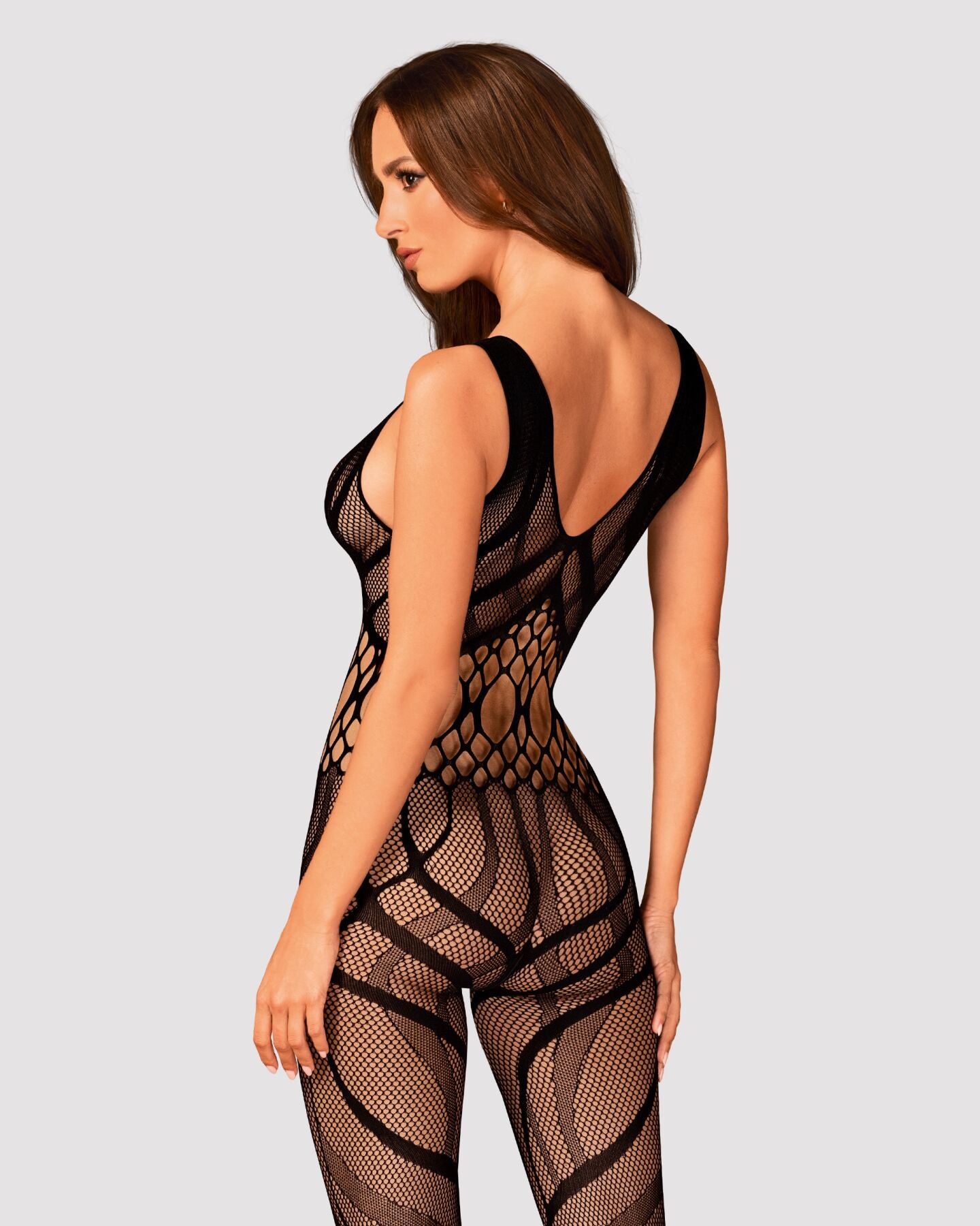 Сітчастий бодістокінг з вирізами та малюнком Obsessive Bodystocking G328