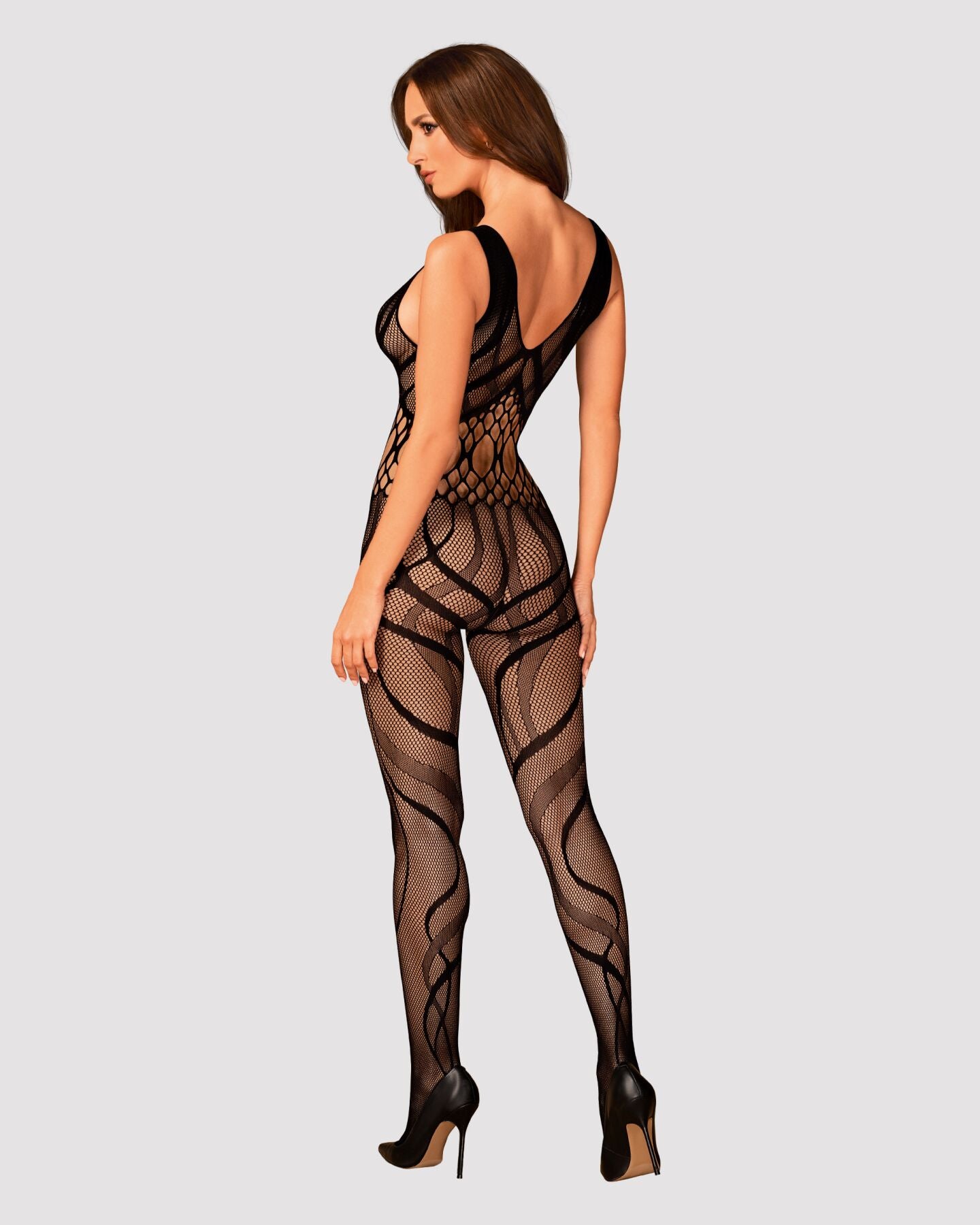 Сітчастий бодістокінг з вирізами та малюнком Obsessive Bodystocking G328