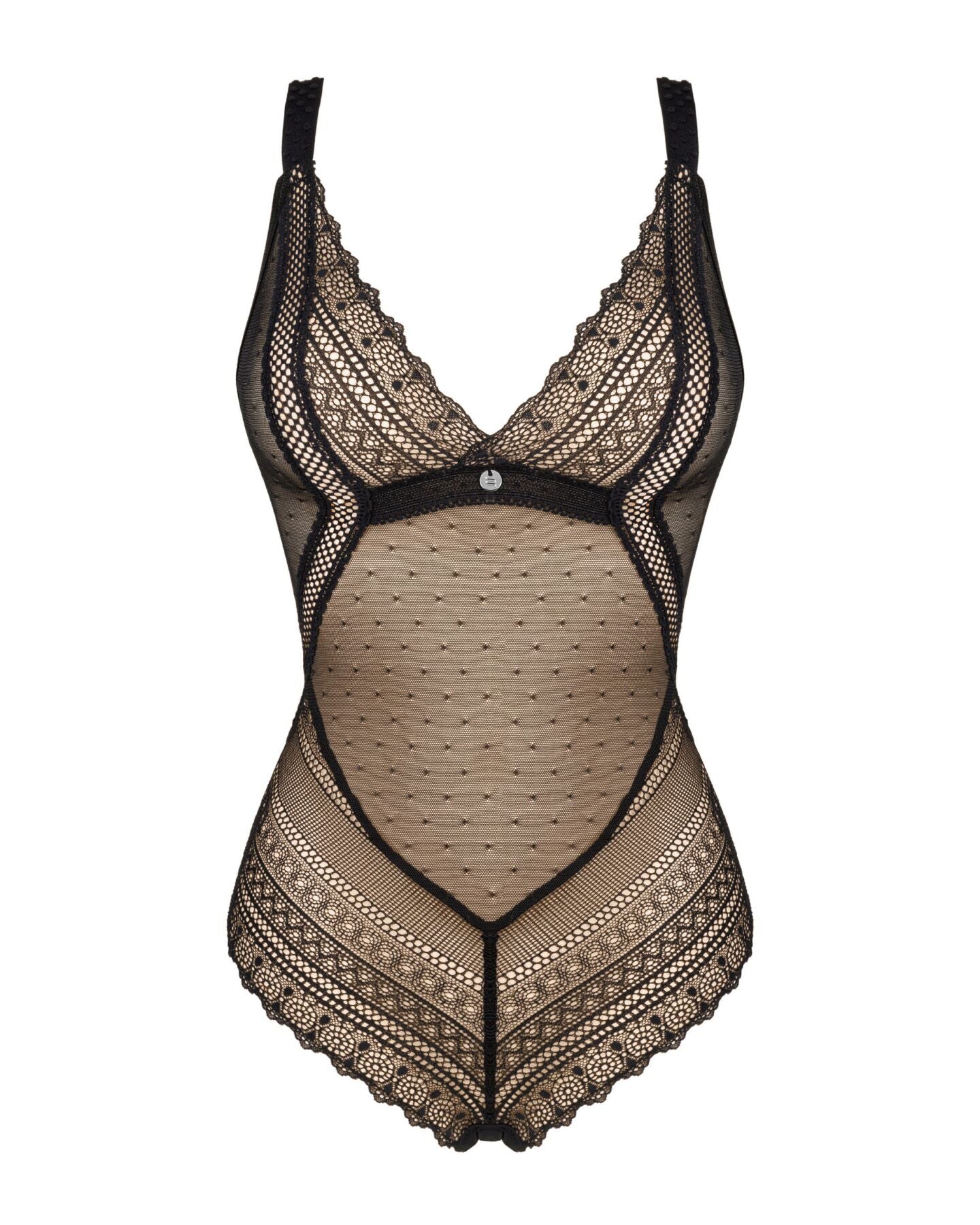 Мереживне боді з декольте Obsessive Estiqua teddy