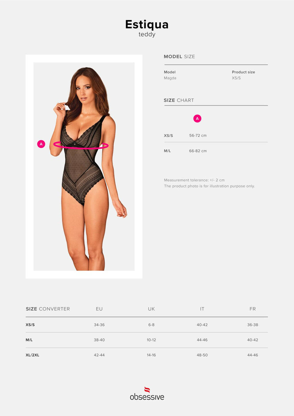 Мереживне боді з декольте Obsessive Estiqua teddy