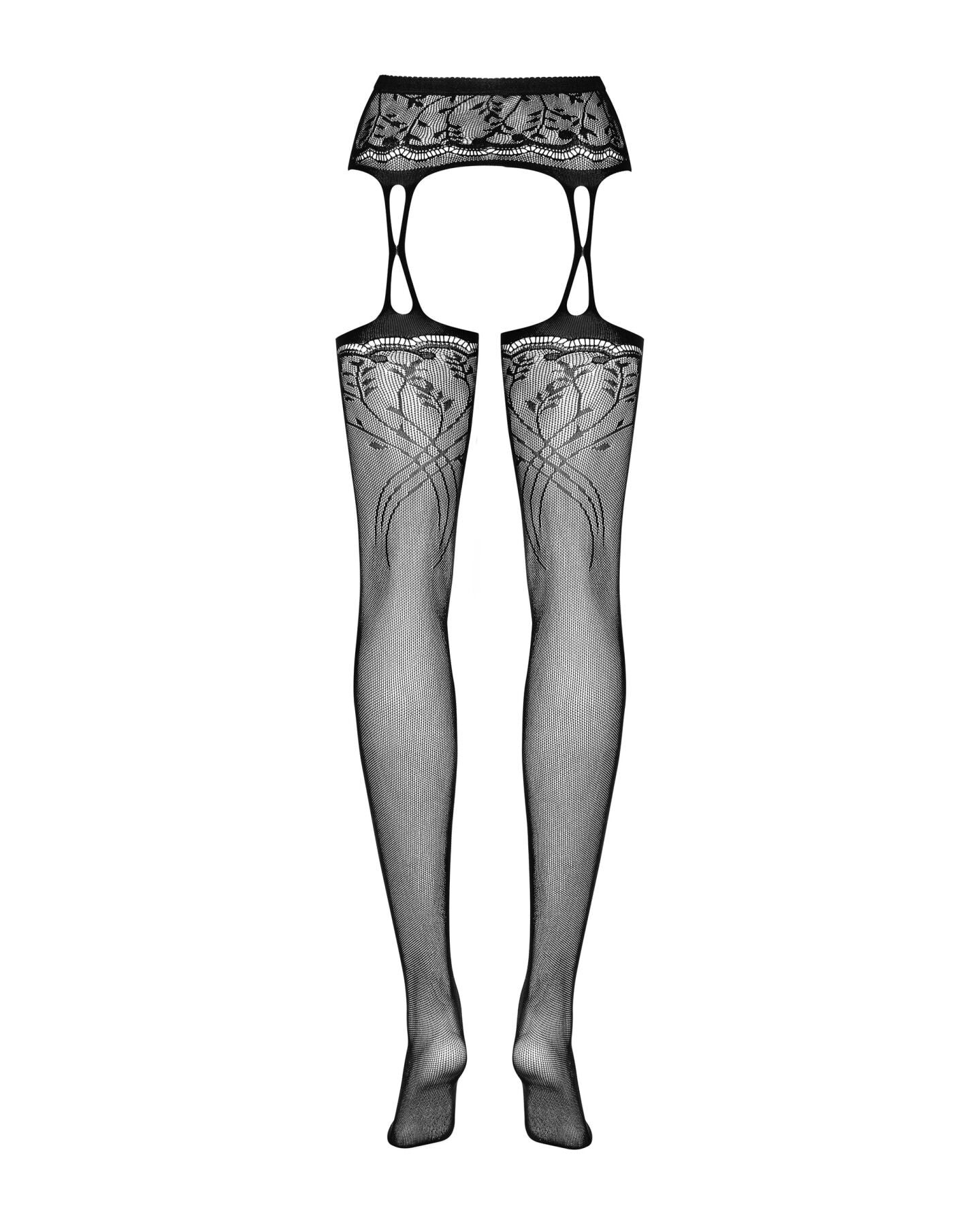 Панчохи-стокінги з рослинним малюнком Obsessive Garter stockings S206