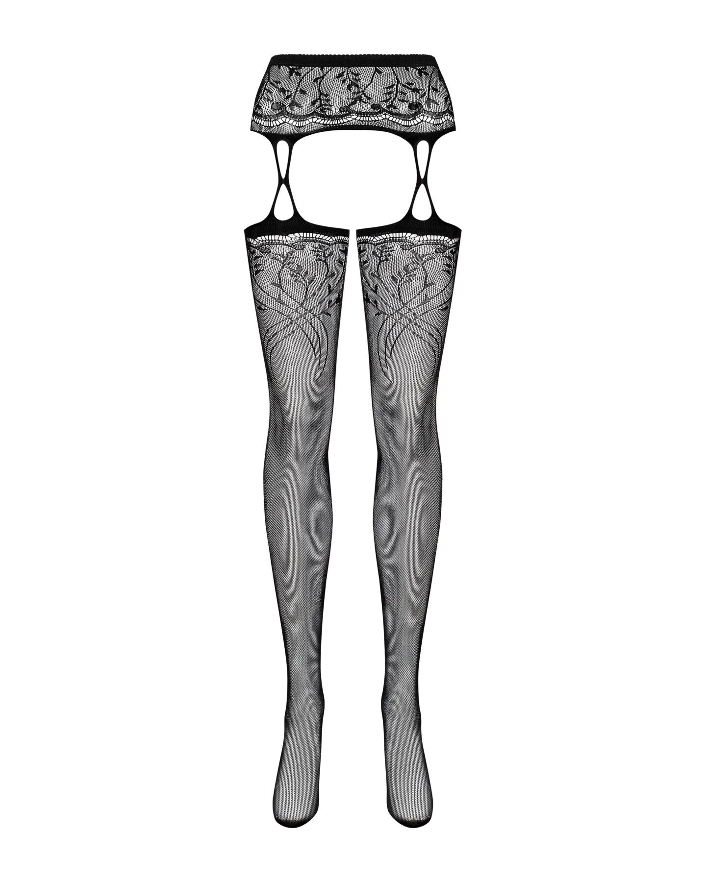 Панчохи-стокінги з рослинним малюнком Obsessive Garter stockings S206