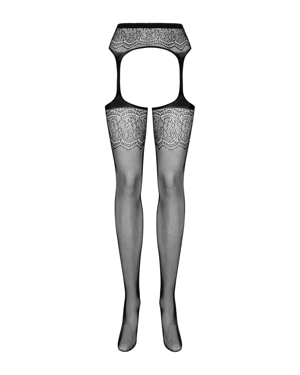 Сітчасті панчохи-стокінги з квітковим малюнком Obsessive Garter