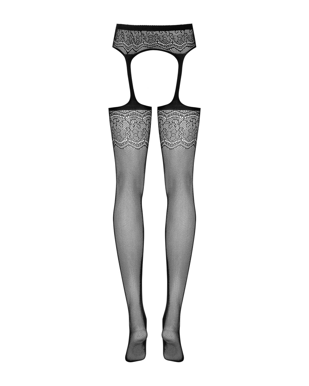 Сітчасті панчохи-стокінги з квітковим малюнком Obsessive Garter