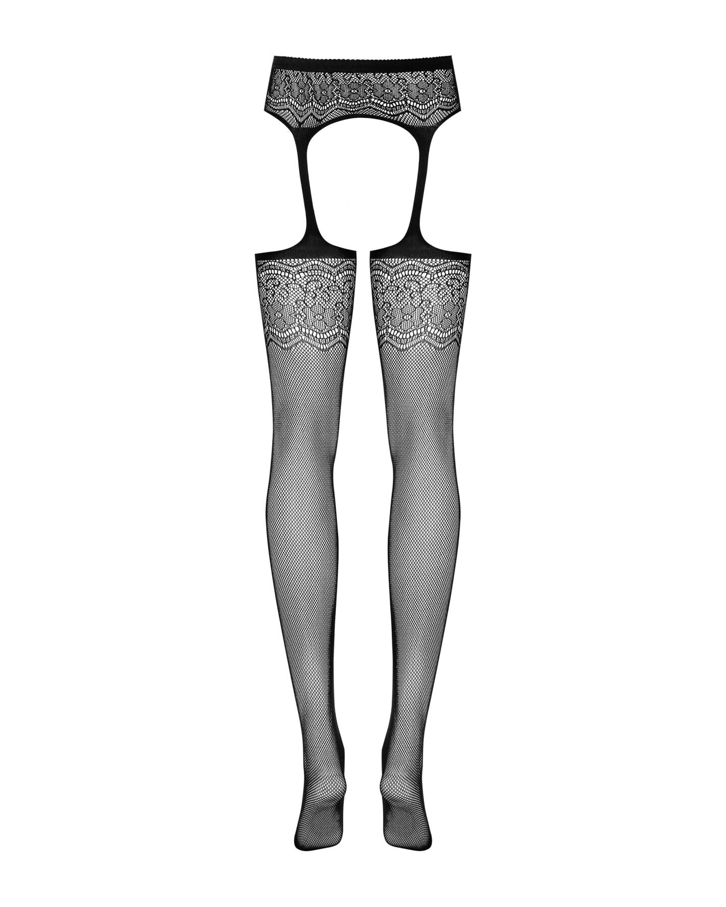Сітчасті панчохи-стокінги з квітковим малюнком Obsessive Garter