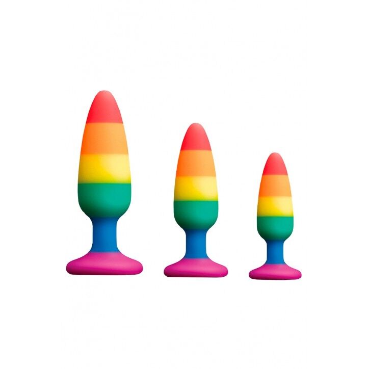 Силіконова анальна пробка Wooomy Hiperloo Silicone Rainbow
