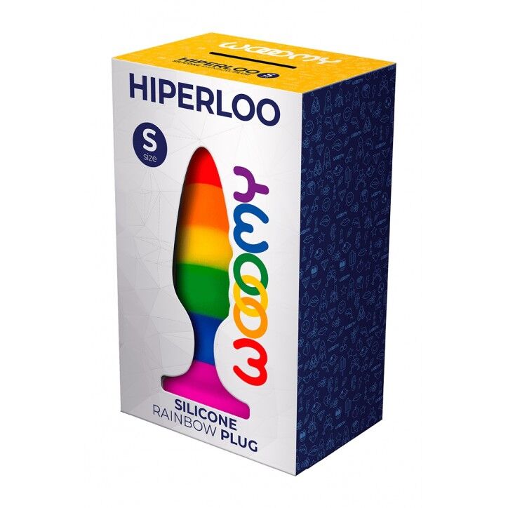 Силіконова анальна пробка Wooomy Hiperloo Silicone Rainbow
