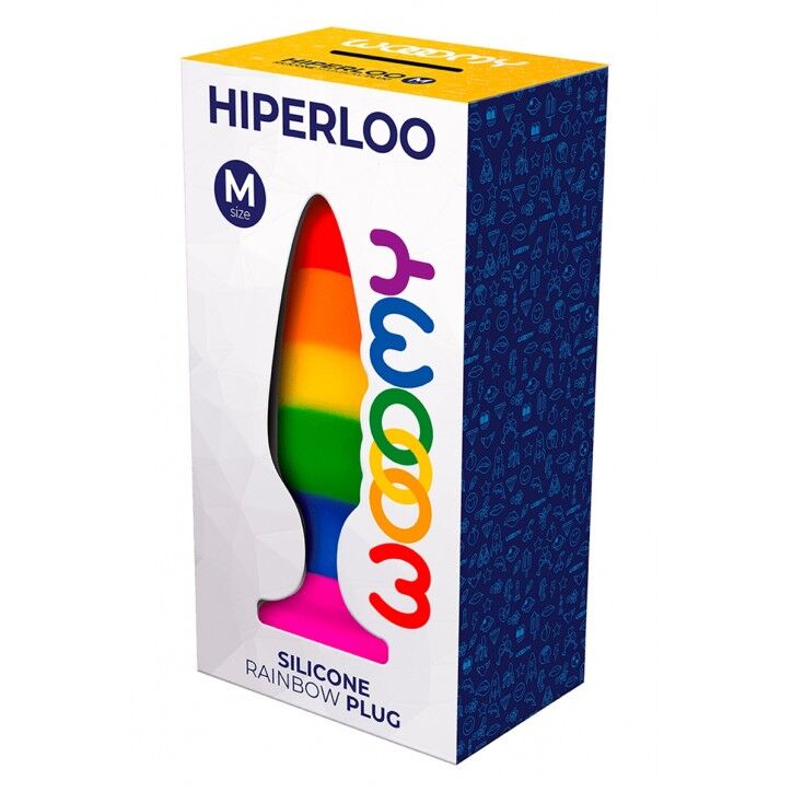 Силіконова анальна пробка Wooomy Hiperloo Silicone Rainbow