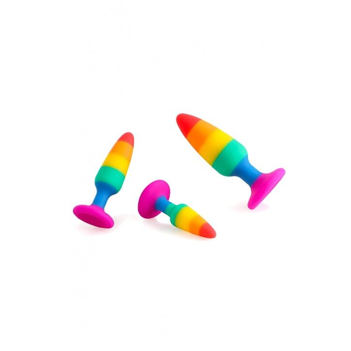 Силіконова анальна пробка Wooomy Hiperloo Silicone Rainbow