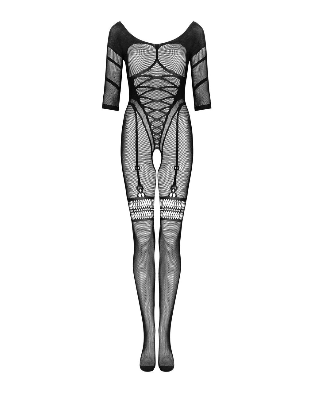 Сітчастий бодістокінг з імітацією підв’язок Obsessive Bodystocking
