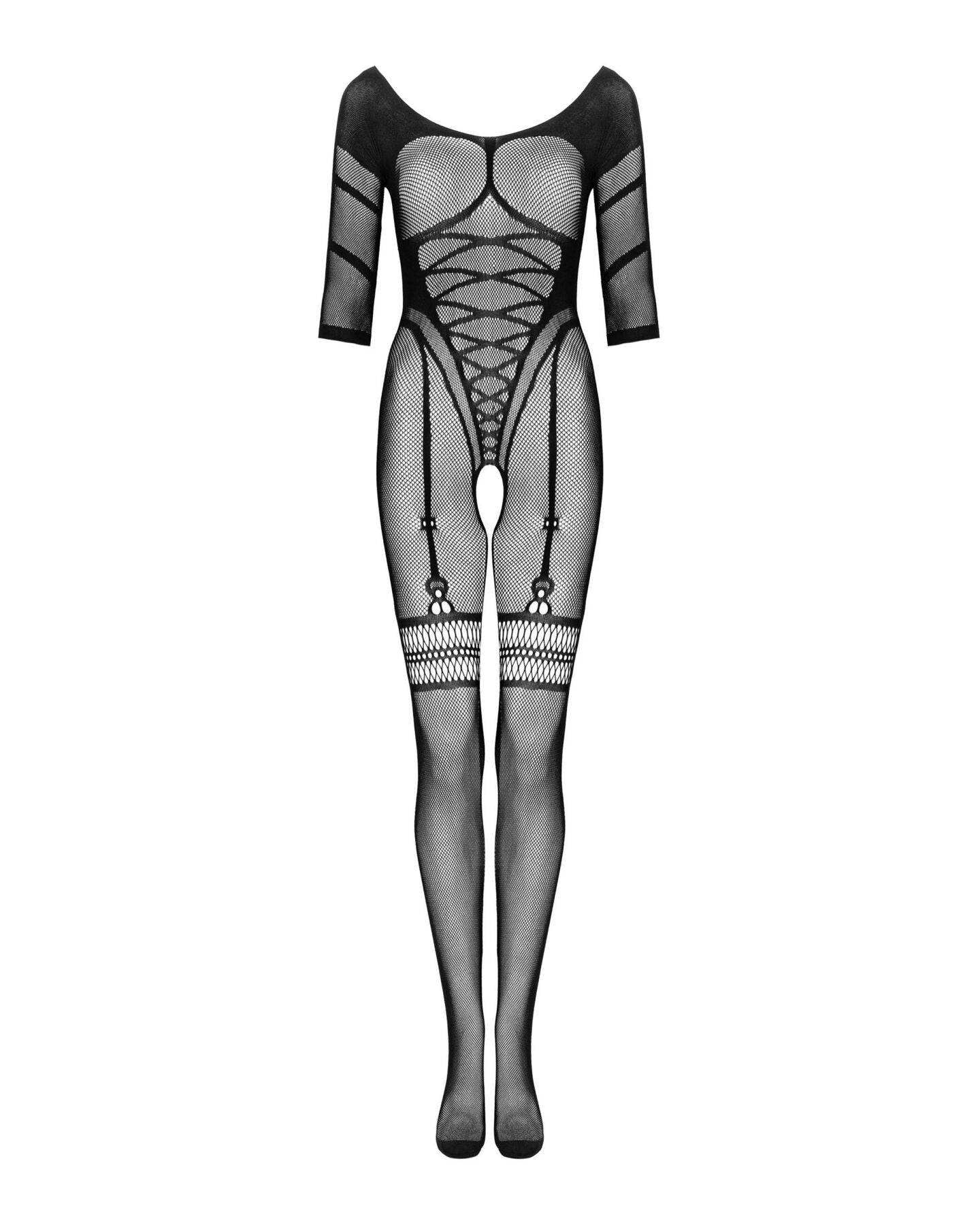 Сітчастий бодістокінг з імітацією підв’язок Obsessive Bodystocking