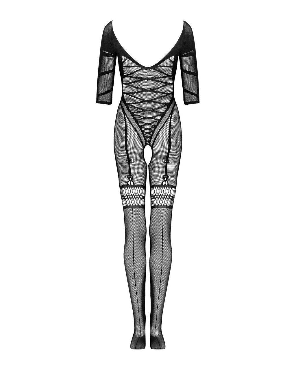 Сітчастий бодістокінг з імітацією підв’язок Obsessive Bodystocking