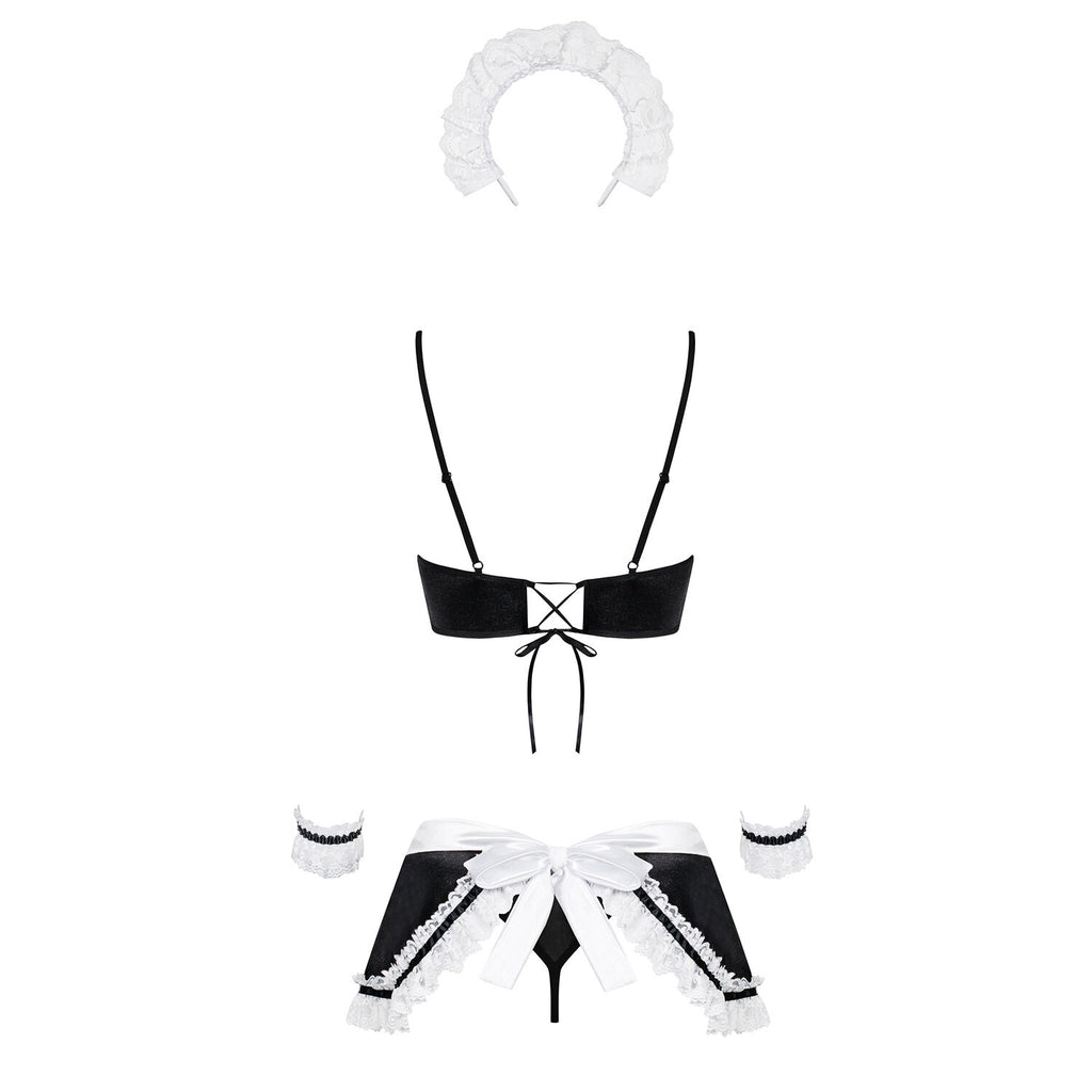 Атласний еротичний костюм покоївки Obsessive Maid set