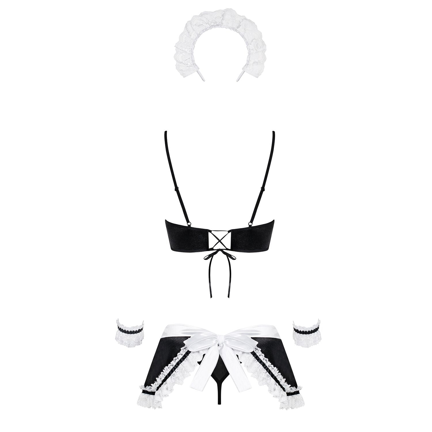Атласний еротичний костюм покоївки Obsessive Maid set