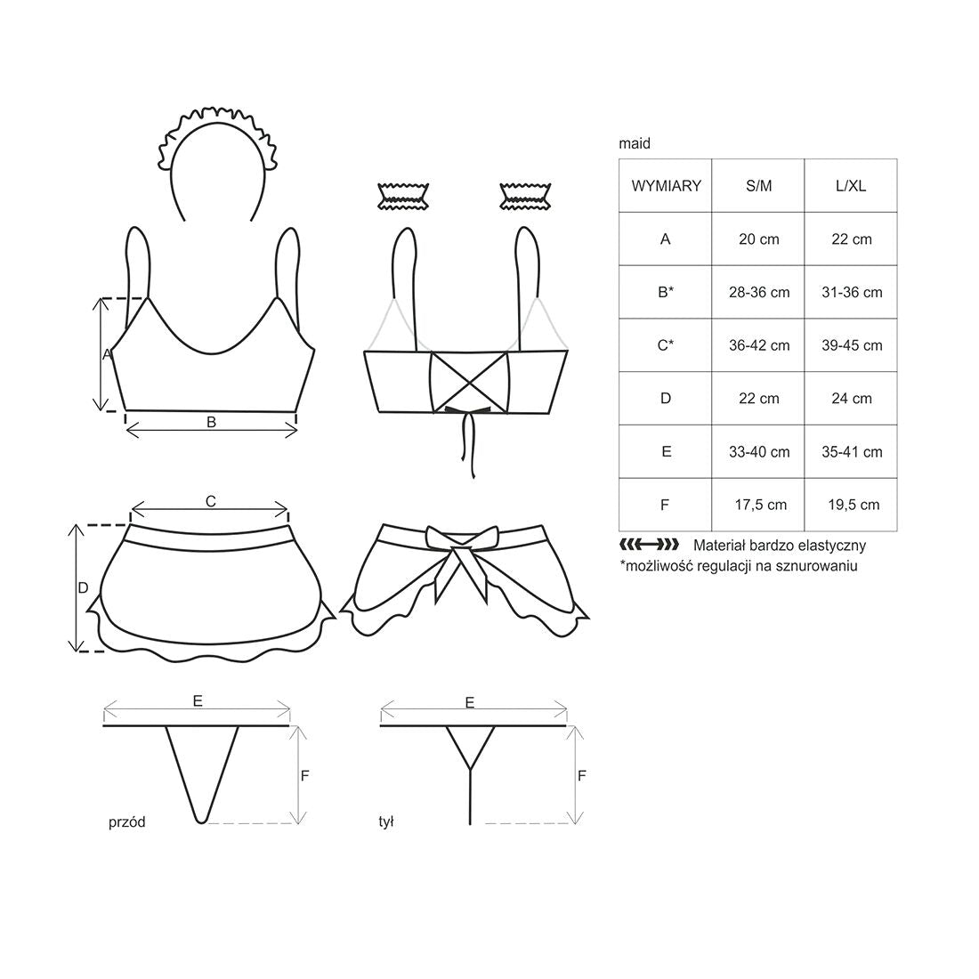Атласний еротичний костюм покоївки Obsessive Maid set