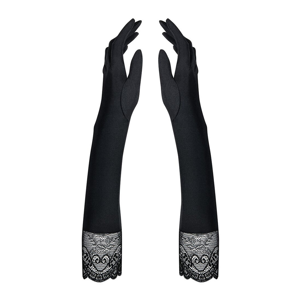 Високі рукавички з каменями та мереживом Obsessive Miamor gloves