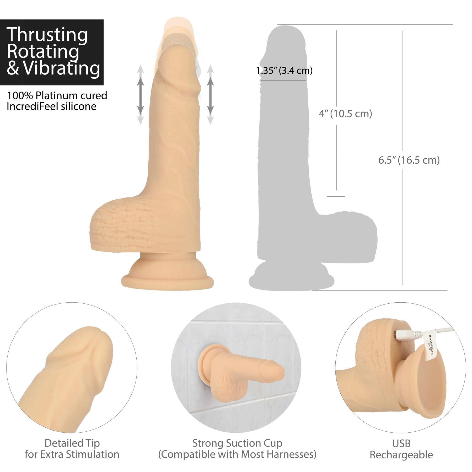 Фалоімітатор-пульсатор Naked Addiction 6.5″ Thrusting Dong With Remote