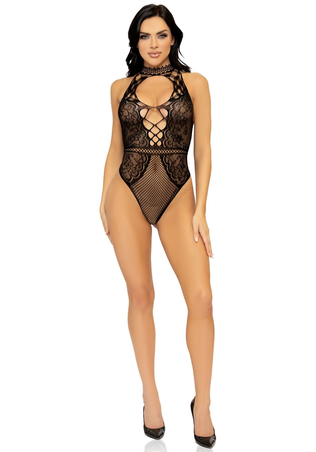 Білизна Leg Avenue Net and lace halter bodysuit