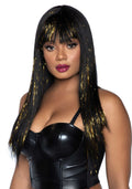 Чорна перука із золотими пасмами Leg Avenue Long bang wig with tinsel