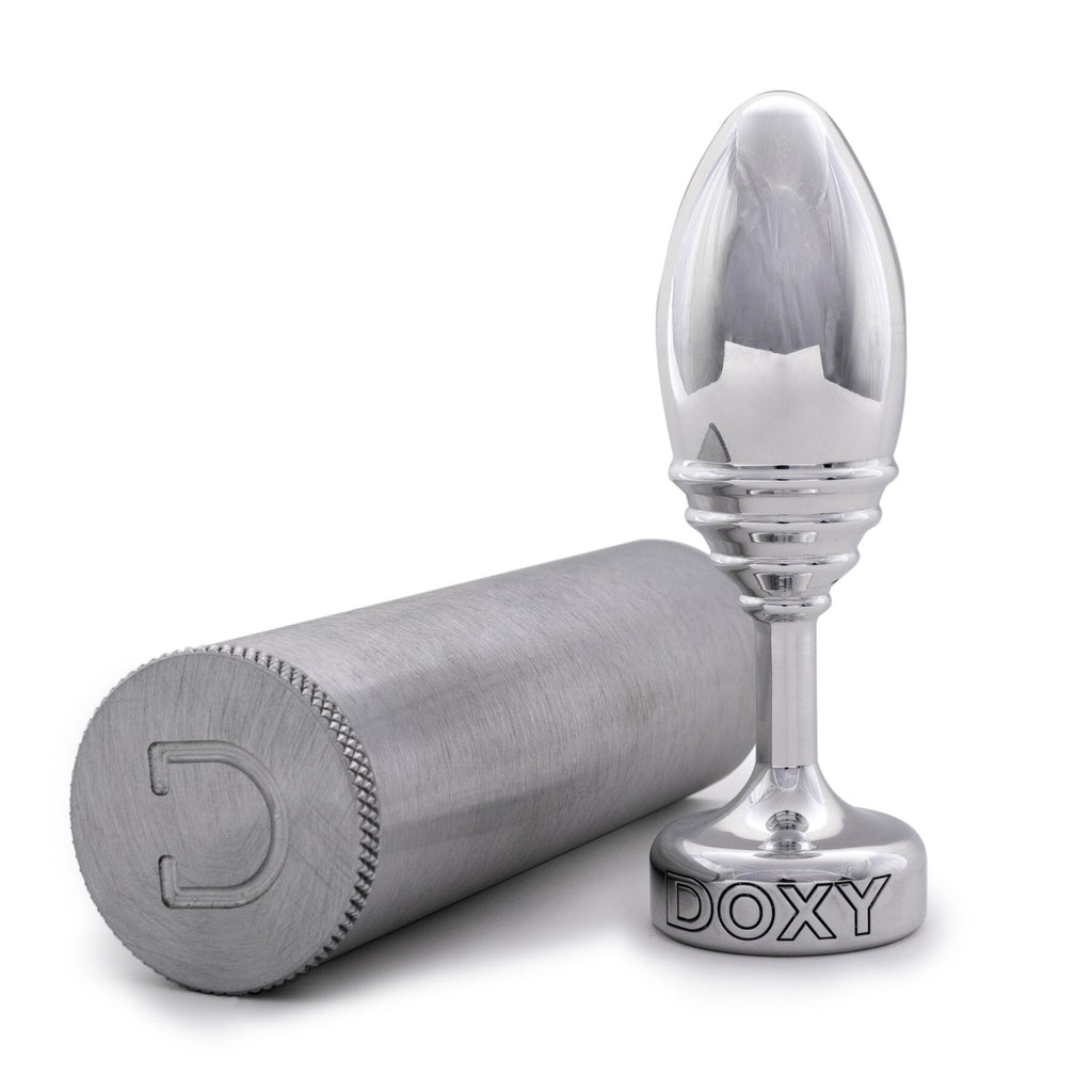 Металева анальна пробка Doxy Butt Plug RIBBED