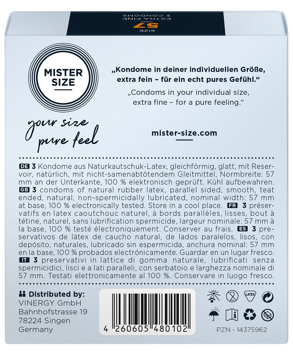 Презервативи Mister Size pure feel - 57