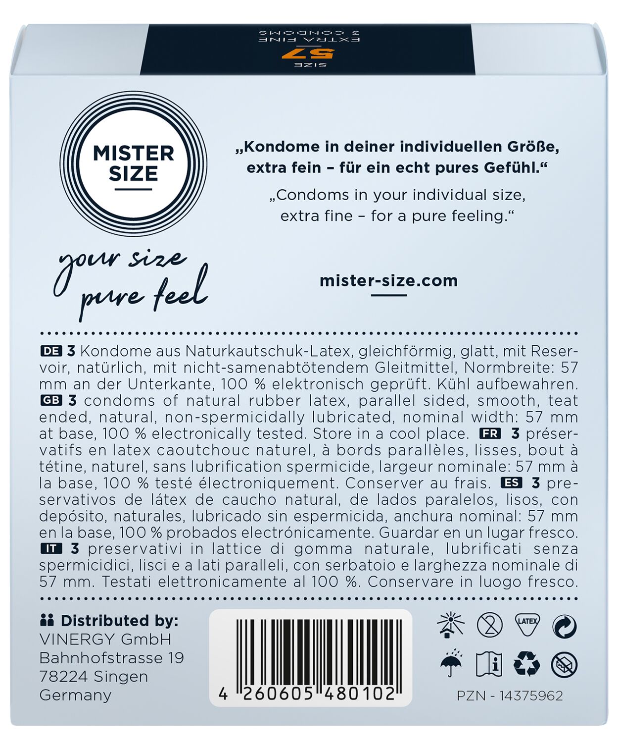 Презервативи Mister Size pure feel - 57