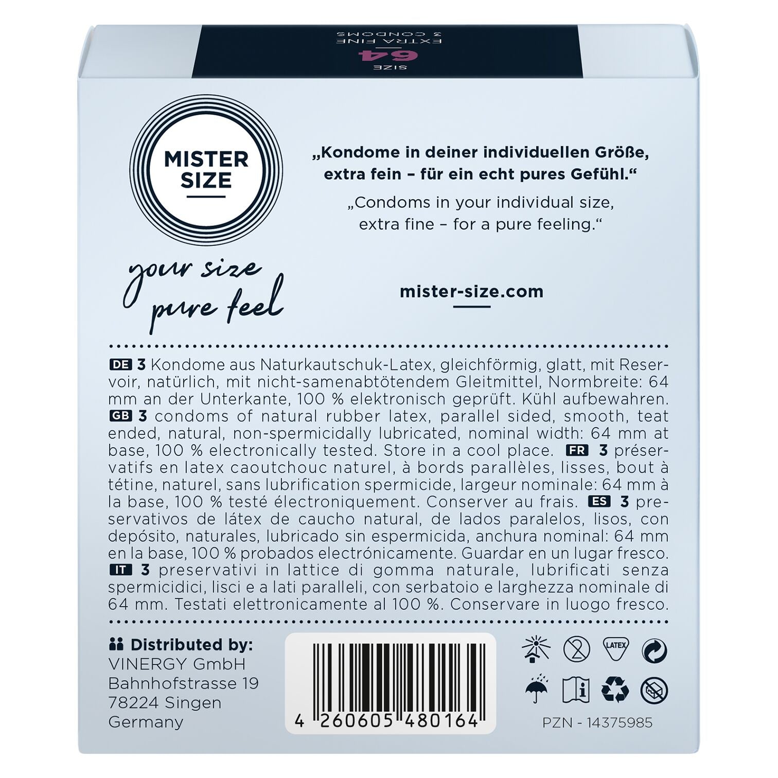Презервативи Mister Size pure feel - 64