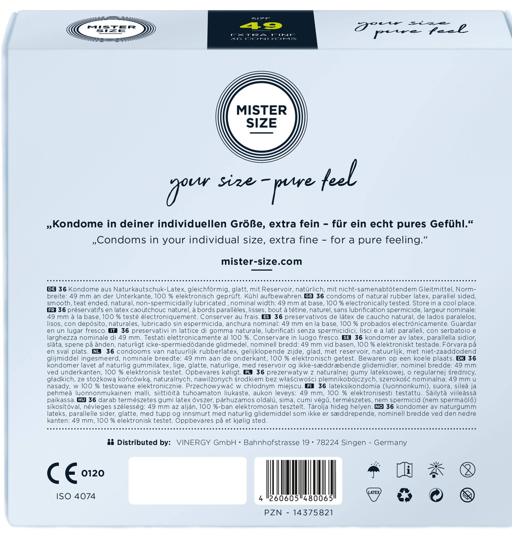 Презервативи Mister Size pure feel - 49