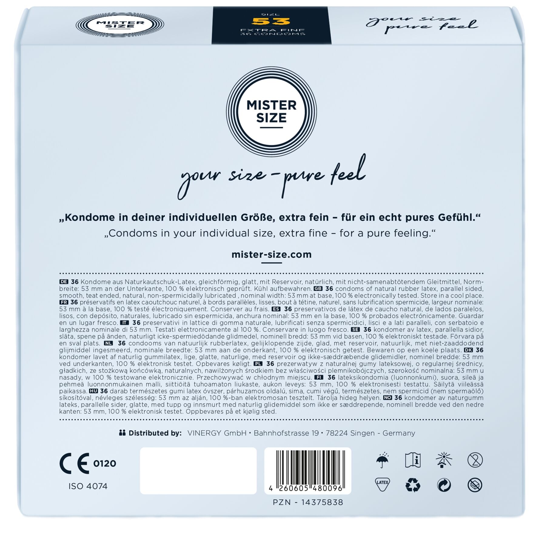 Презервативи Mister Size pure feel - 53