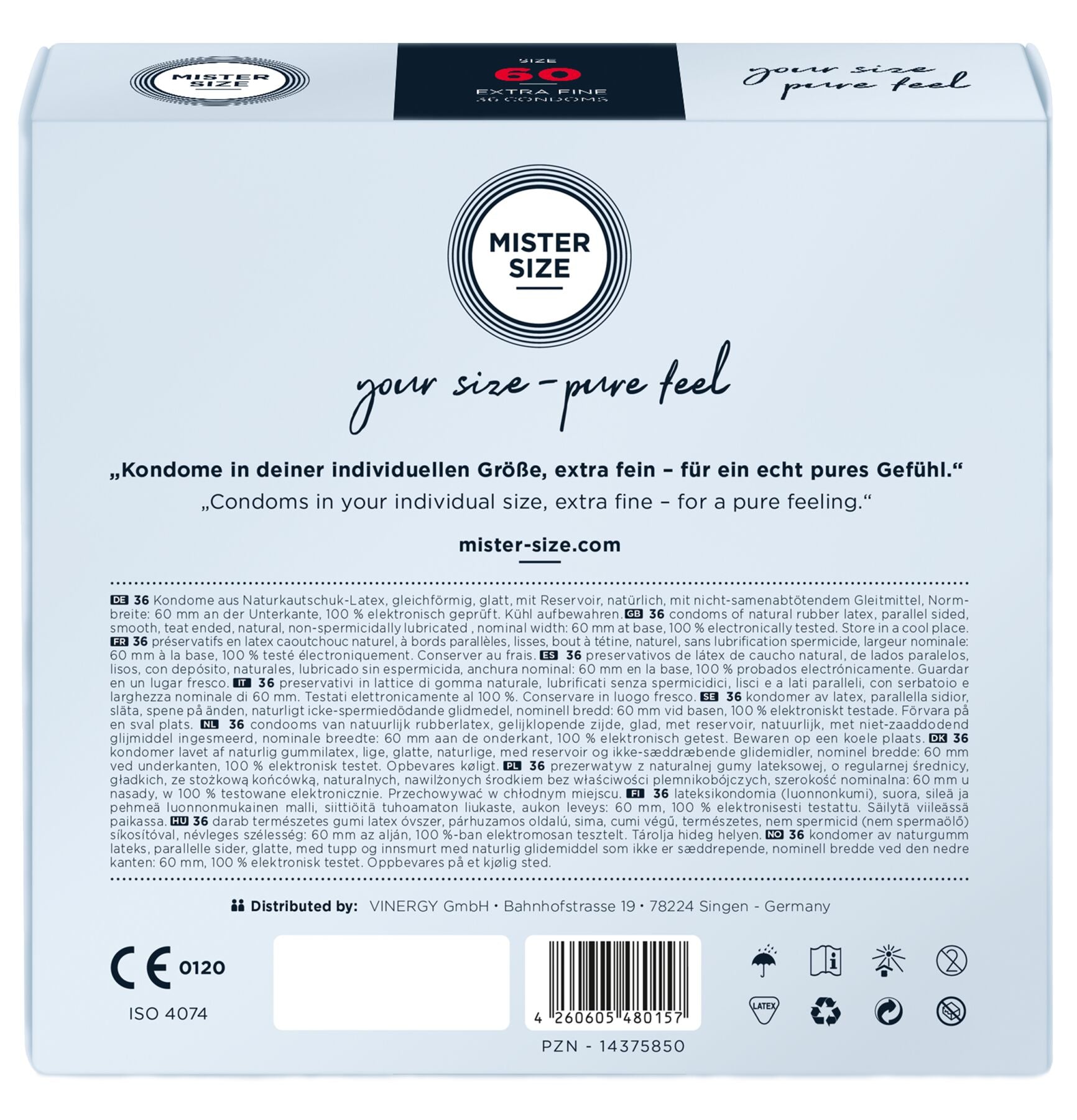 Презервативи Mister Size pure feel - 60