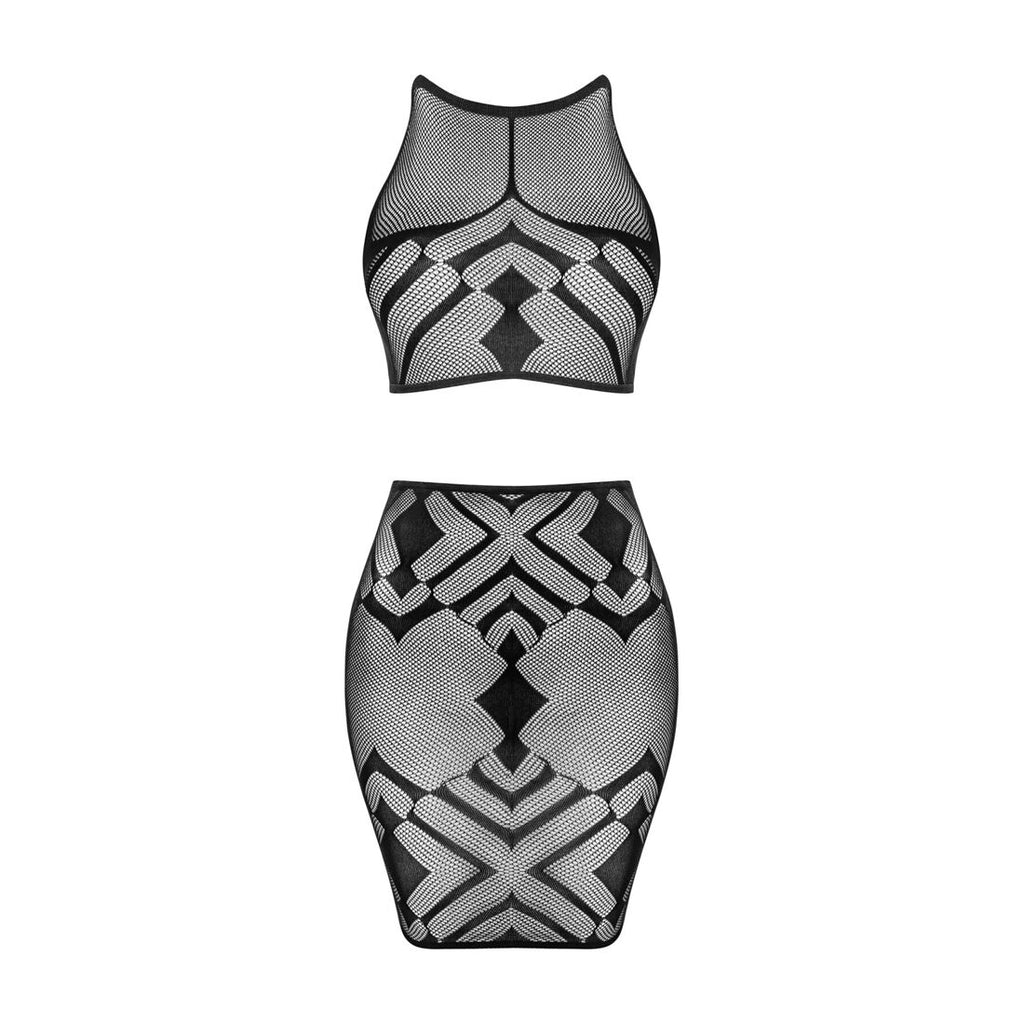 Еротичний напівпрозорий комплект Obsessive K101 top & skirt